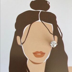 Elegant Single Stud 14K gold plated cubic zirconia fashion Earrings New